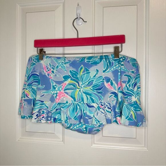 Lilly Pulitzer Bennett Blue Celestial Seas Mini Swim Skirt Sz 14 Cruise Beach - Picture 3 of 7